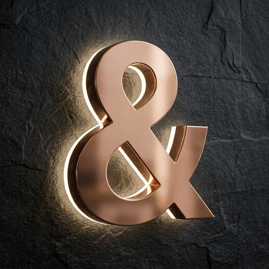 3D Backlit Metal Rose Gold Ampersand