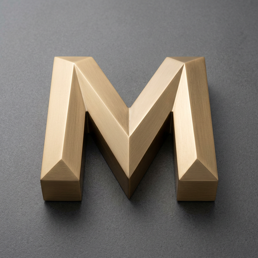 3D Embossed Metal Letter M Sample