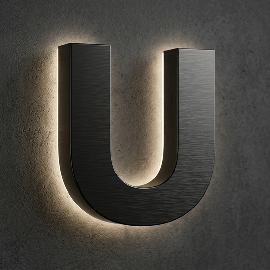 Black Titanium Letter U Direct View