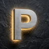 Brushed Stainless Steel Letter P Direct View