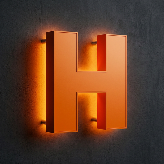 Floating Backlit Letter H Standoff Depth