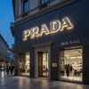 PRADA Brushed Stainless Steel Halo Storefront