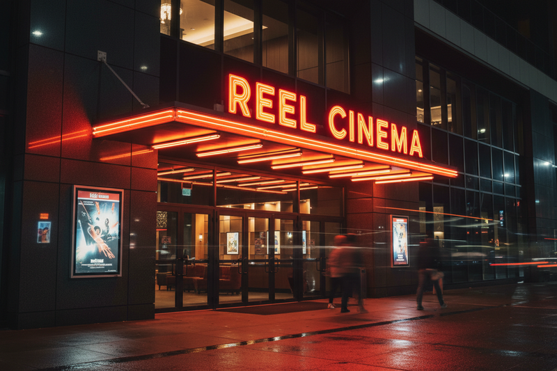 Reel Cinema neon sign